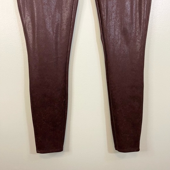 Assets by Spanx Women's Burgundy Leather Stretchable High-Rise Leggings Size XL - Picture 8 of 10